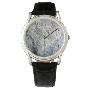 Eisblau, weißer Marmorstein Armbanduhr
