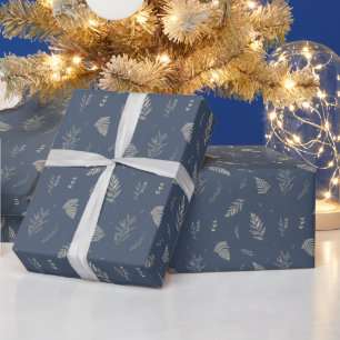 Eisblau   Winter Laurel Muster Wrapping Paper Geschenkpapier
