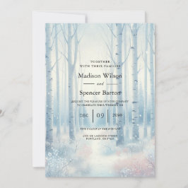 Eisblaue Birkenwald-Hochzeit Einladung