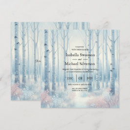Eisblaue Birkenwald-Hochzeit Einladung