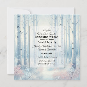 Eisblaue Birkenwald-Hochzeit Einladung