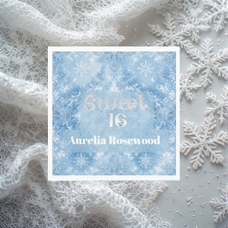 Eisblaue Frost-Fee Winter-Schnee Sweet 16 Chic Serviette