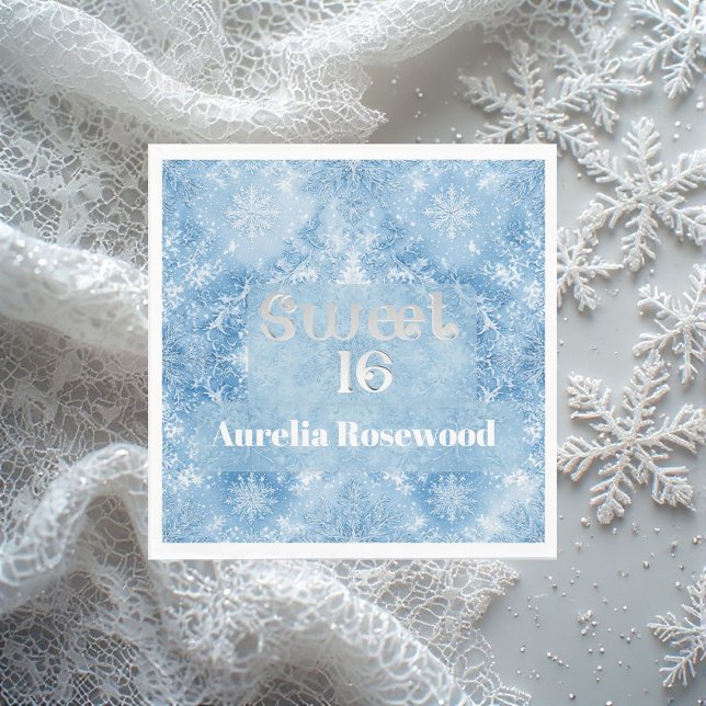 Eisblaue Frost-Fee Winter-Schnee Sweet 16 Chic Serviette (Ice Blue Frost Fairytale Winter Snow Sweet 16 Chic Napkins)