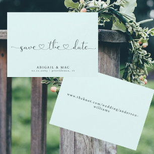Eisblaue Herzschriftart Save the Date