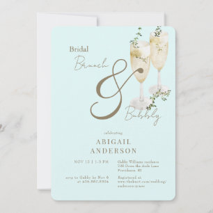 Eisblaue Hochzeitsbrunch & Sekt Dusche Einladung
