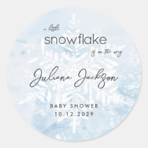Eisblaue kleine Schneeflocke Winter-Baby-Party Runder Aufkleber