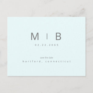 Eisblaue Monogramm-Hochzeit - Rettet das Datum Postkarte