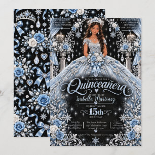 Eisblaue Quinceañera-Feier Einladung