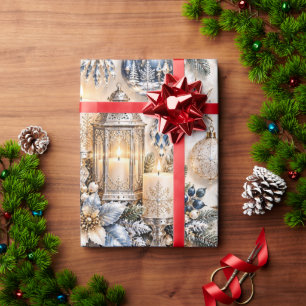 Eisblaue Saphir-Kerzenlicht-Weihnachten Geschenkpapier