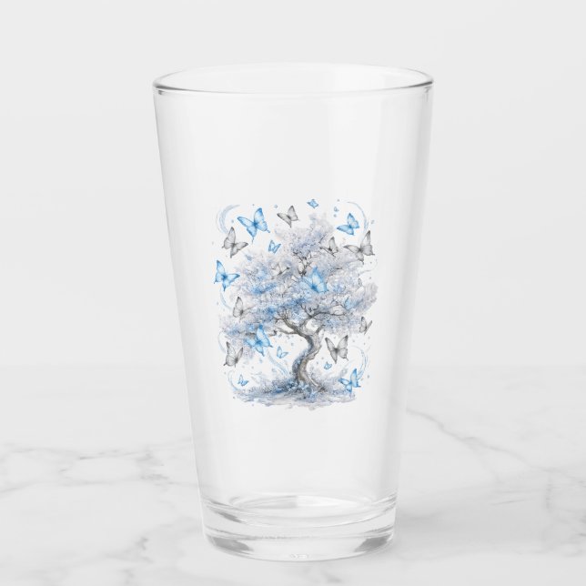 Eisblaue Schmetterlingsbaum-Glas-Saft-Tasse Glas (Vorderseite)