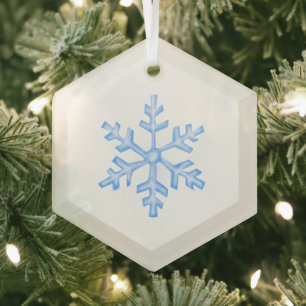 Eisblaue Schneeflocke - Winter Hexagon Ornament Aus Glas