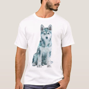 Eisblaue Sibirische Husky-Porträt Männer T-Shirt