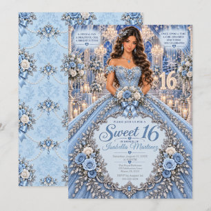 Eisblaue Sweet 16 Feier Einladung