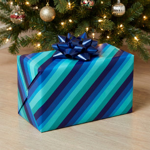 Eisblaue Teal-Streifen Geschenkpapier
