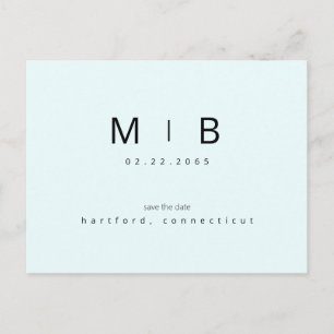 Eisblaue tropische Monogramm-Hochzeit Save the Dat Postkarte