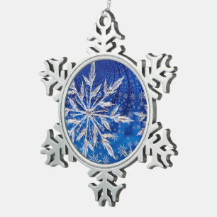 Eisblaue Weihnachtsstern-Schneeflocke Schneeflocken Zinn-Ornament