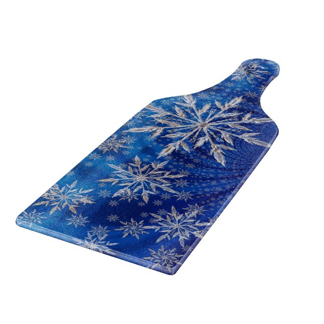 Eisblaue Weihnachtsstern-Schneeflocke Schneidebrett (Ecke)