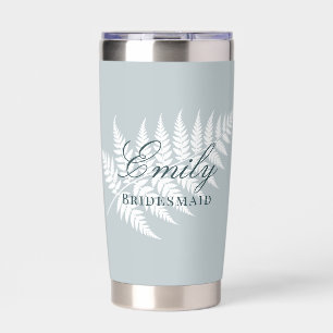 Eisblaue Weiße Farn Brautjungfer Elegant Thermobecher