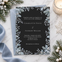 Eisblaue Winter Botanical Schwarze Hochzeit