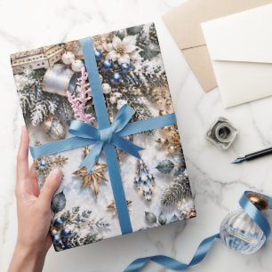 Eisblauer Champagner Winter Weihnachten Geschenkpapier