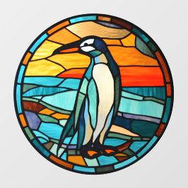 Eisblauer Pinguin Sonnenuntergang Imitate aus fest Fensteraufkleber