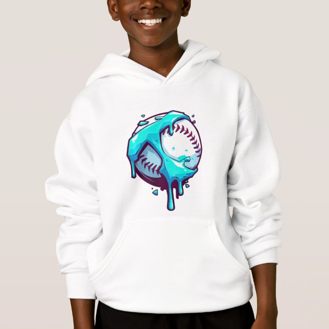 Eisblauer schmelzender Baseball-Tropfen  Hoodie (Vorderseite)