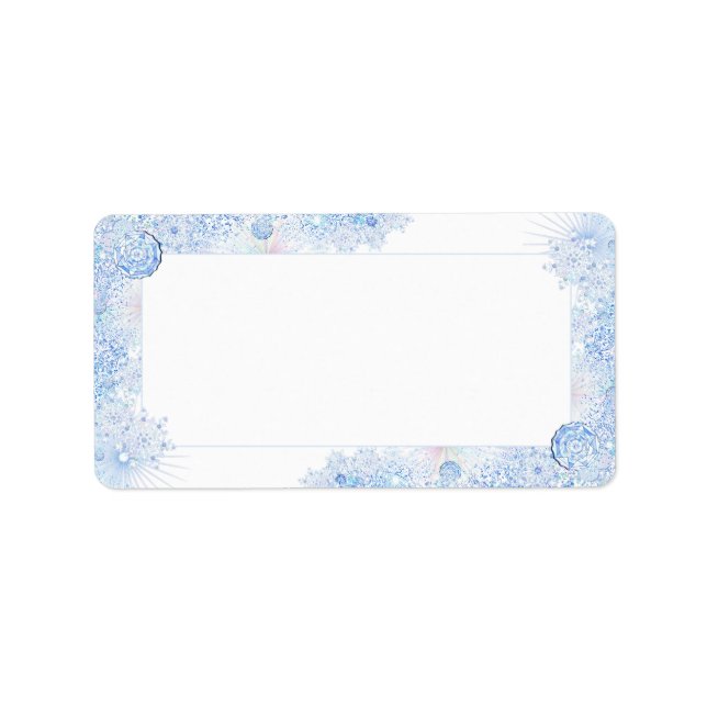 Eisblauer Schneeflocken Adressaufkleber (Vorne)