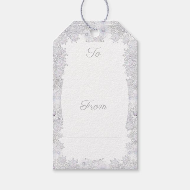 Eisblauer Schneeflocken Geschenkanhänger (Vorderseite)