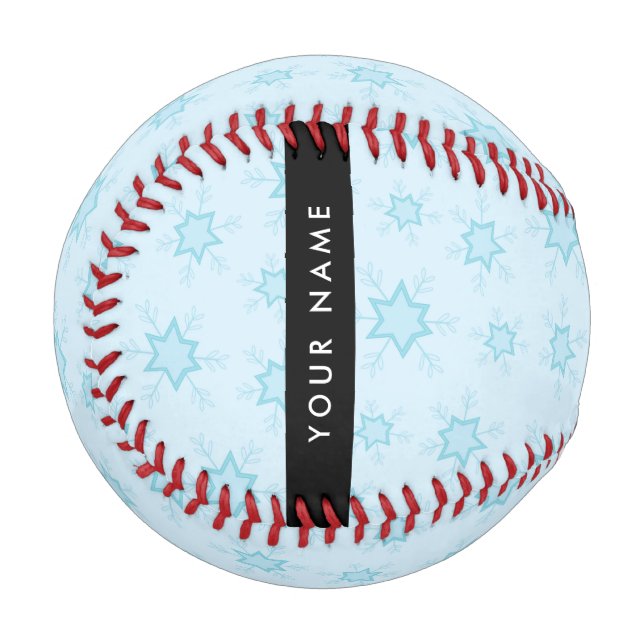 Eisblauer Schneeflocken, Ihr Name, Personalisieren Baseball (Vorderseite Links)