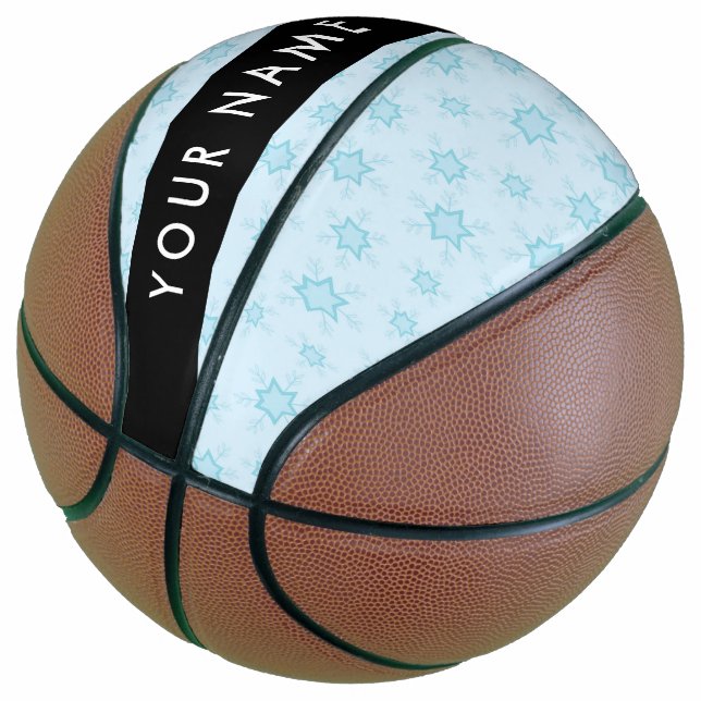 Eisblauer Schneeflocken, Ihr Name, Personalisieren Basketball (angewinkelt)