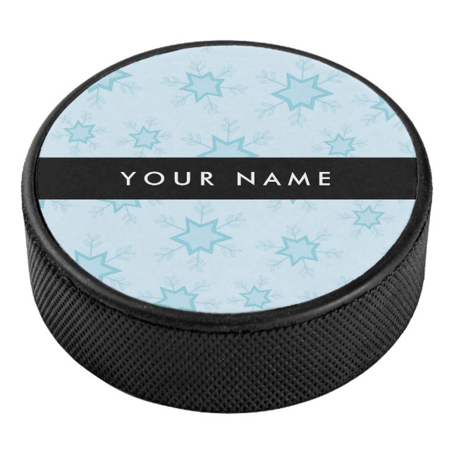 Eisblauer Schneeflocken, Ihr Name, Personalisieren Eishockey Puck (3/4)