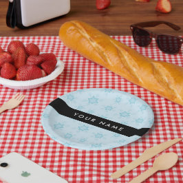 Eisblauer Schneeflocken, Ihr Name, Personalisieren Pappteller