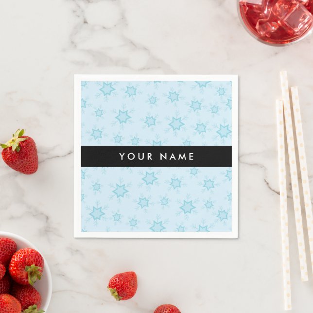 Eisblauer Schneeflocken, Ihr Name, Personalisieren Serviette (Beispiel)