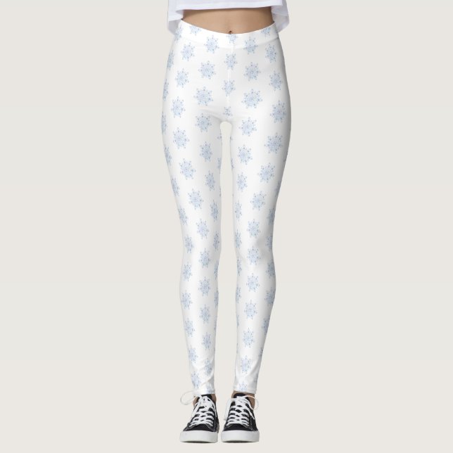 Eisblauer Schneeflocken Leggings (Vorderseite)