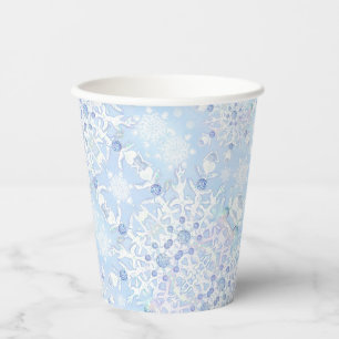 Eisblauer Schneeflocken Pappbecher