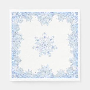 Eisblauer Schneeflocken Serviette