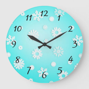 Eisblauer Schneeflockenmuster Runde Wall Uhr