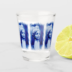 Eisblauer Skulptur Schnapsglas