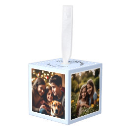 Eisblauer Weihnachtsfest Personalisierter Keepake Würfelornament