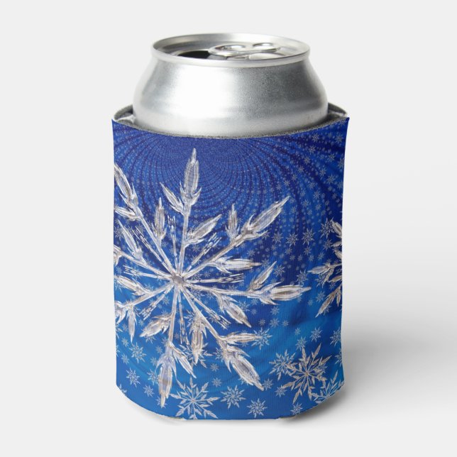 Eisblauer Weihnachtsstern Dosenkühler (Kanne Vorderseite)