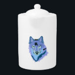 Eisblauer Wolf<br><div class="desc">Eisblau und lila Wildwolfteapot. Cooles Tierdesign.</div>