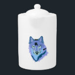 Eisblauer Wolf<br><div class="desc">Eisblau und lila Wildwolfteapot. Cooles Tierdesign.</div>