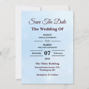 Eisblaues Frost-Schimmer-Design Save The Date