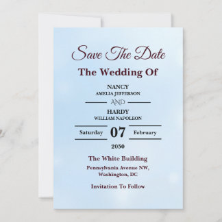Eisblaues Frost-Schimmer-Design Save The Date