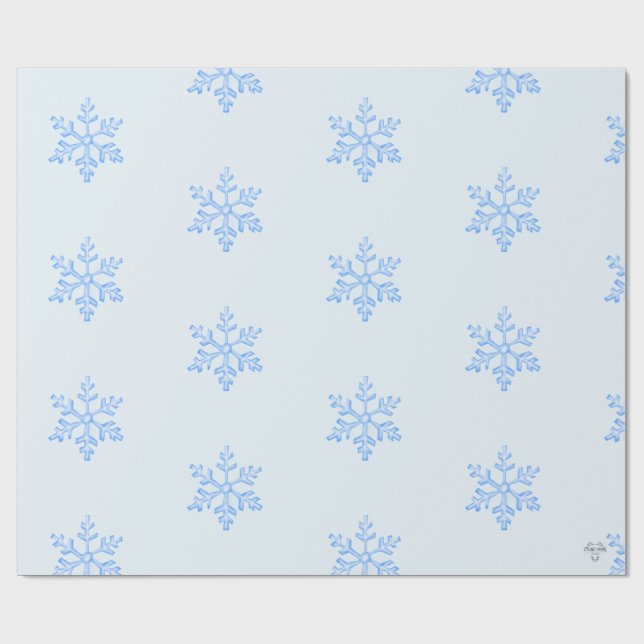 Eisblaues Schneeflockenmuster auf hellblauem Hinte Geschenkpapier (Flach)