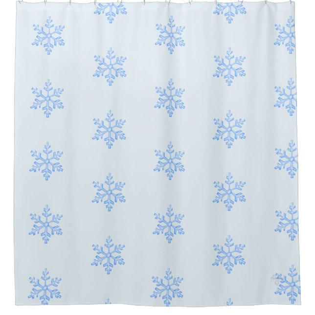 Eisblaues Schneeflockenmuster Winterdesign Duschvorhang (Vorderseite)