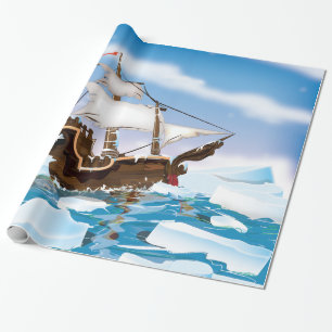 Eisbrecher-Schiff. Geschenkpapier