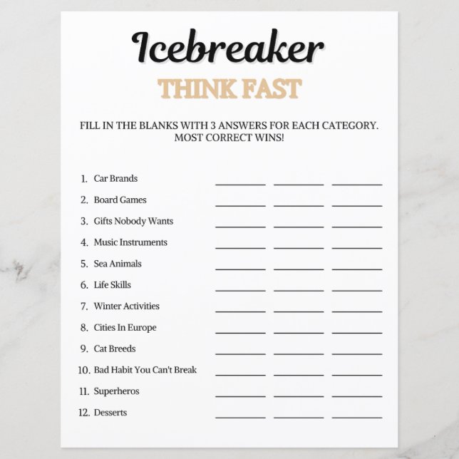 Eisbrecher Think Fast Spiel (Vorderseite)