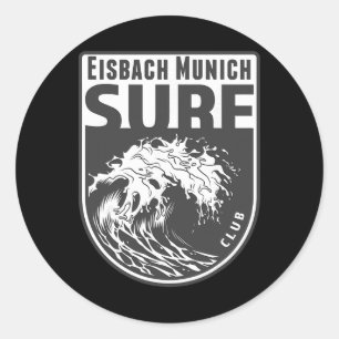 Eisch, München Surf Souvenir Surfen Wellen Urlaub Runder Aufkleber
