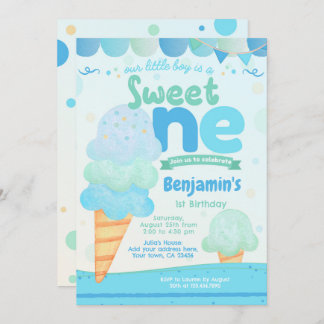 Eiscreme 1. Geburtstag Party Einladung